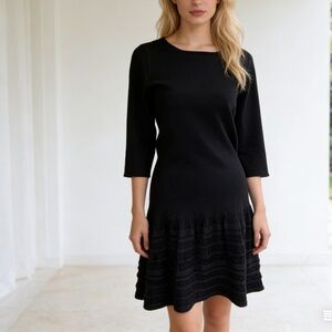 NWT Zera Knitwear Elegant Black Long Sleeve Dress Sz M
